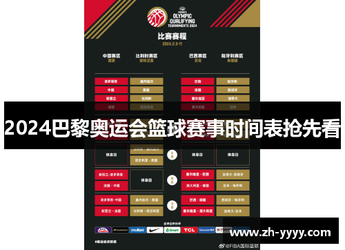 2024巴黎奥运会篮球赛事时间表抢先看